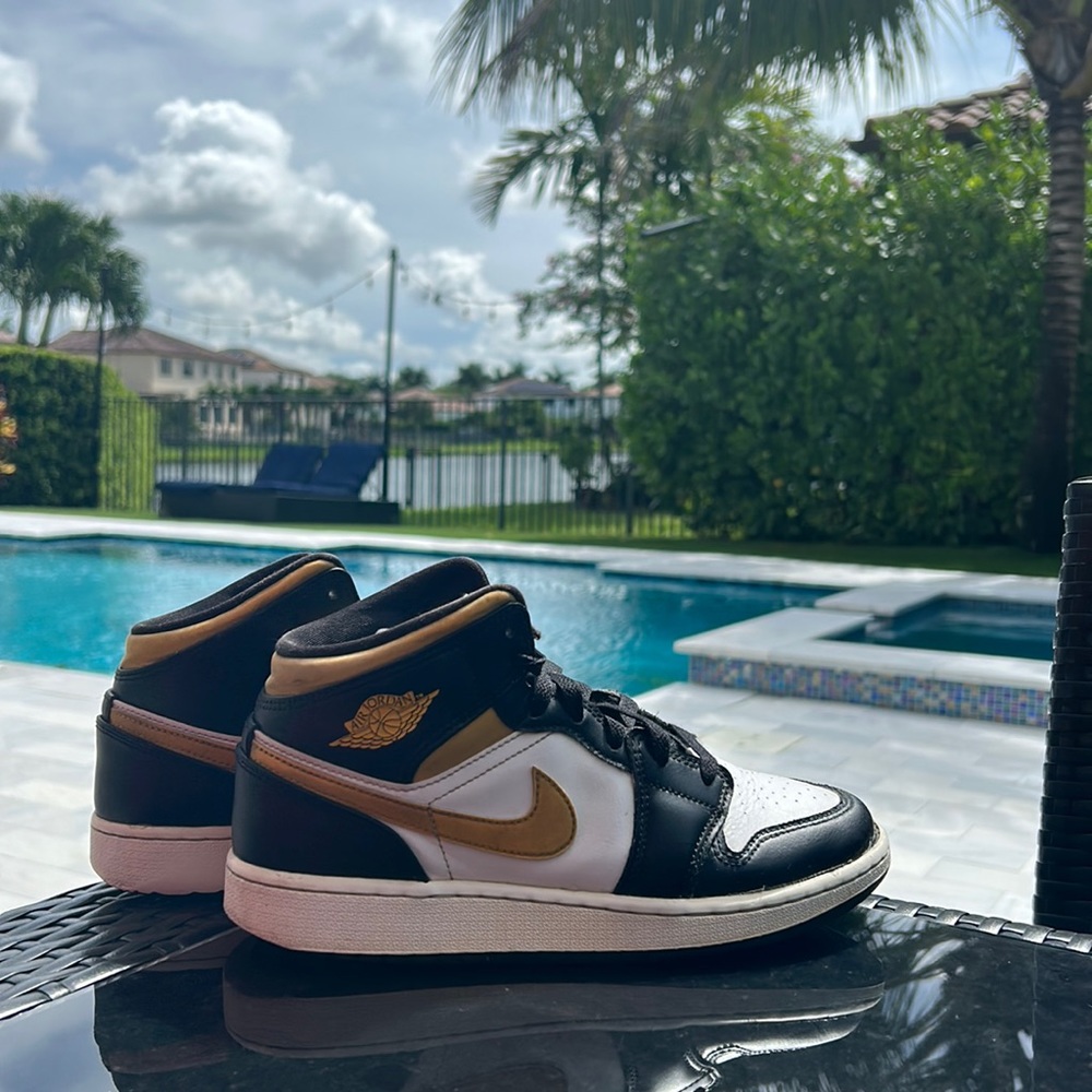 White/Pollen/Black Air Jordan 1s